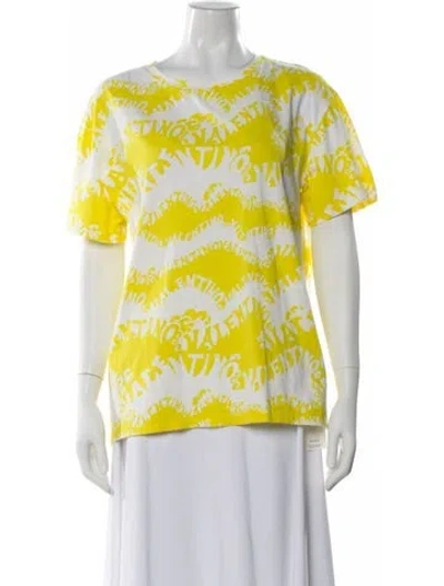 Pre-owned Valentino Graphic Print Crew Neck T-shirt In Yellow