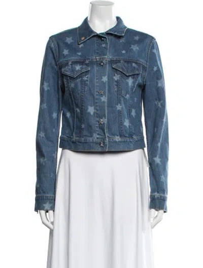 Pre-owned Valentino Graphic Print Denim Jacket In Blue