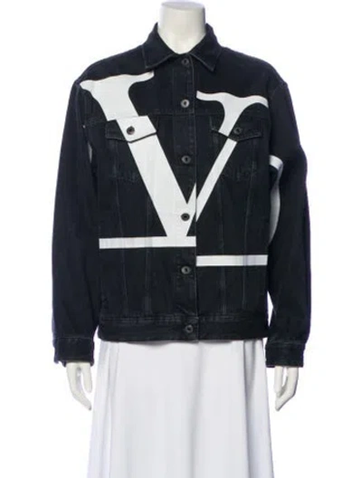 Pre-owned Valentino Graphic Print Denim Jacket In Multi