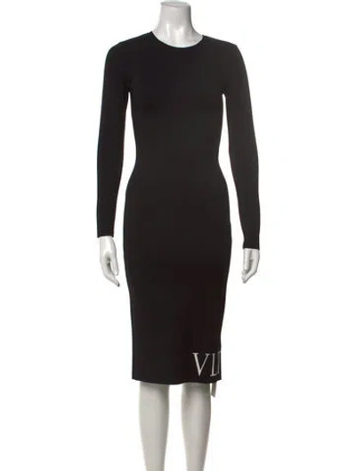 Pre-owned Valentino Graphic Print Knee-length Dress In Black