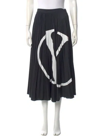 Pre-owned Valentino Graphic Print Midi Length Skirt In Black