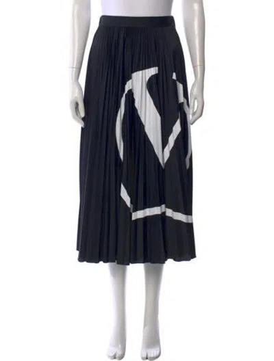 Pre-owned Valentino Graphic Print Midi Length Skirt In Black