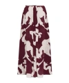 Valentino Crepe De Chine Metamorphos Gryphon Allover Midi Skirt In Red