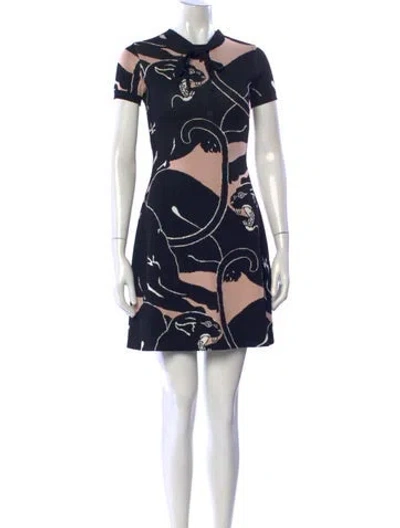Pre-owned Valentino Graphic Print Mini Dress In Black