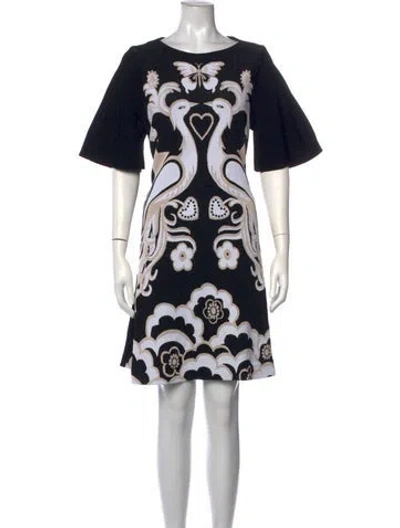 Pre-owned Valentino Graphic Print Mini Dress In Black