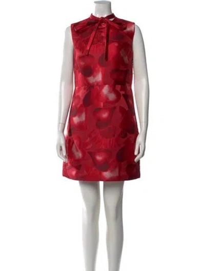 Pre-owned Valentino Graphic Print Mini Dress In Red