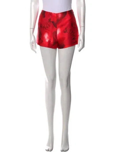 Pre-owned Valentino Graphic Print Mini Shorts In Red