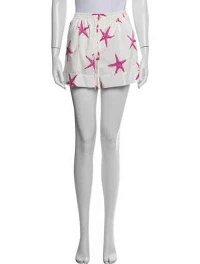 Pre-owned Valentino Graphic Print Mini Shorts In White