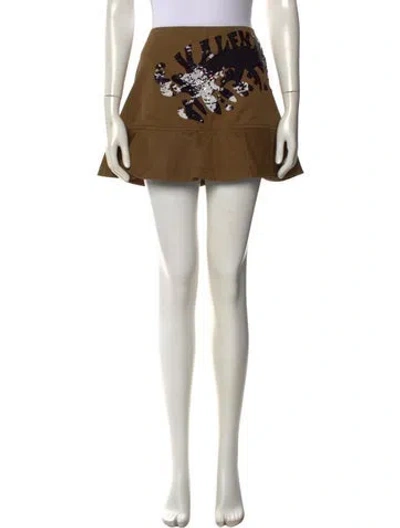 Pre-owned Valentino Graphic Print Mini Skirt In Brown