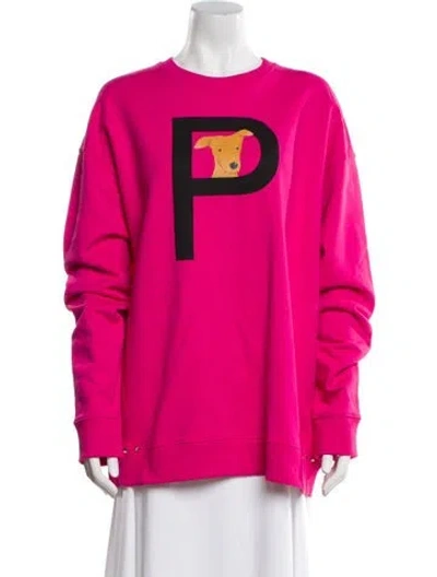 Pre-owned Valentino Graphic Print Mock Neck Sweater In Pink