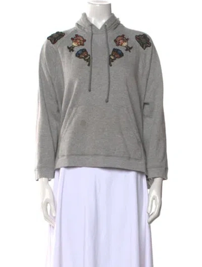 Pre-owned Valentino Graphic Print Mock Neck Sweatshirt In Gray