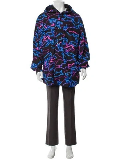 Pre-owned Valentino Graphic Print Parka In Blue