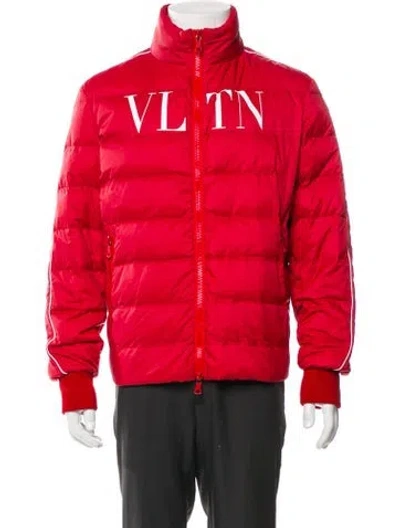 Pre-owned Valentino Graphic Print Puffer Coat In Red