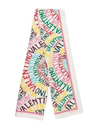 Pre-owned Valentino Graphic Print Scarf In White