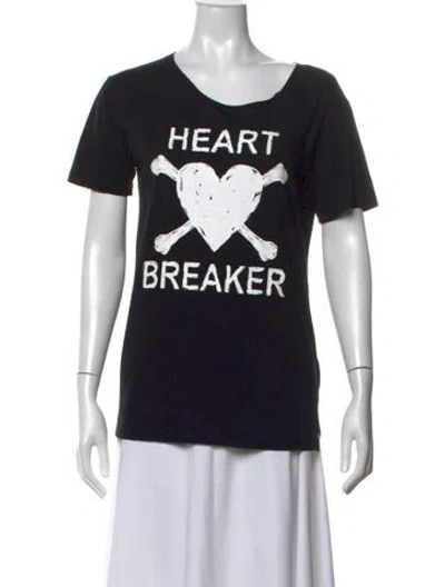 Pre-owned Valentino Graphic Print Scoop Neck T-shirt In Black