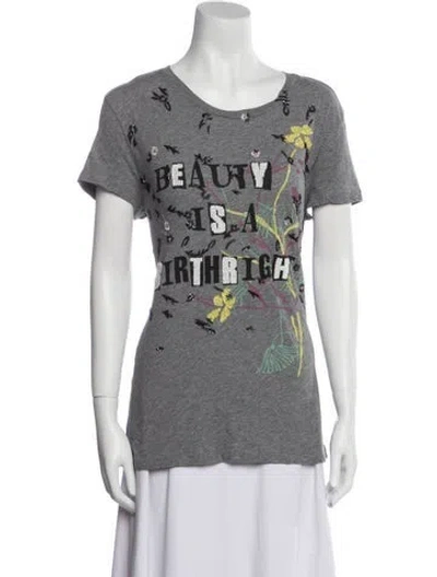Pre-owned Valentino Graphic Print Scoop Neck T-shirt In Gray
