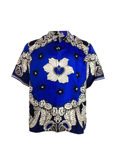 Pre-owned Valentino Graphic-print Short-sleeve Shirt In Blue