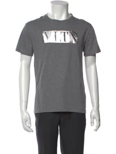 Pre-owned Valentino Graphic Print Short Sleeve Shirt In Gray