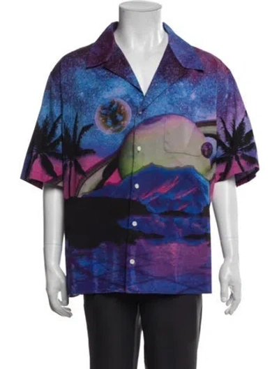 Pre-owned Valentino Graphic Print Short Sleeve Shirt In Purple