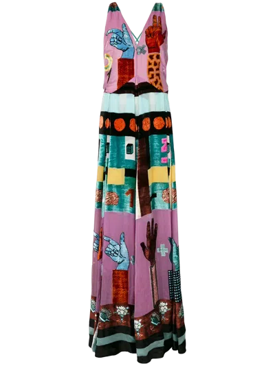 Valentino Graphic Print Silk Gown In Pink