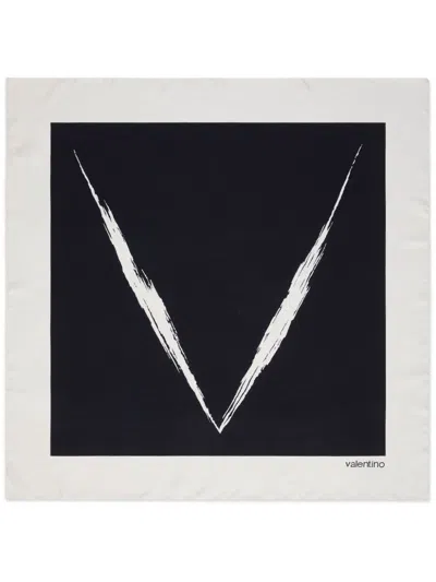 Valentino Graphic-print Silk Scarf In Black