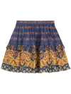 Valentino Skirt In Lino Paisley Medaglioni Voyage Imaginaire In Blue