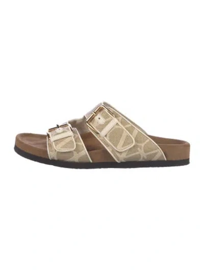 Pre-owned Valentino Garavani Graphic Print Slides In Neutrals