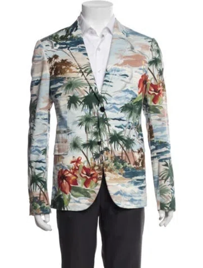 Pre-owned Valentino Graphic Print Suit W/ Tags In Blue