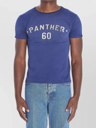 Valentino Graphic Print T-shirt Contrast Lettering In Blue