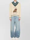Valentino Garavani Butter-coloured Sweater With Le Chien De La Maison In Neutral