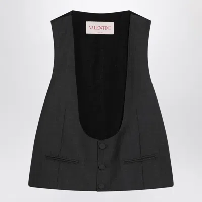Valentino Charcoal Grey Vest In Wool In Black