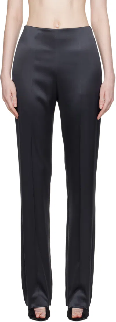Valentino Gray Double Duchesse Stretch Trousers In Black
