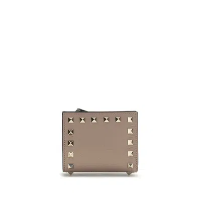 Valentino Garavani Gray Lamb Ovis Aries Aries Wallet In Brown