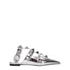 Valentino Gray Leather Flat Sandals In Silver