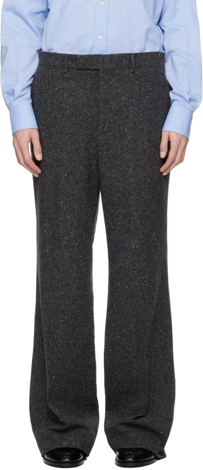 Valentino Spotted Wool Casual Pants In Black