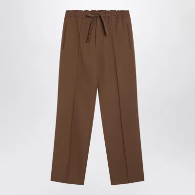 Valentino Brown Gabardine Trousers In Green
