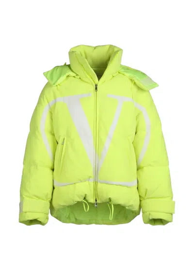 Valentino Logo-embroidered Down Down Jacket In Green