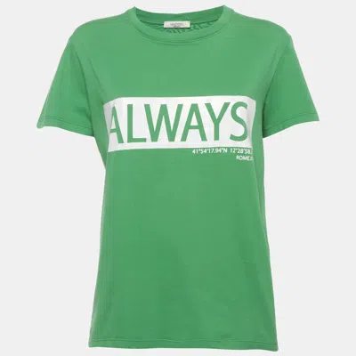 Pre-owned Valentino Green Always Graphic Jersey Knit T-shirt Xs