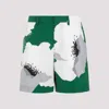 VALENTINO GREEN AND grey FLOWERED COTTON SHORTS