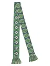 Valentino 'antibes' Scarf With Fringe Detailing And Geometric Pattern In Green