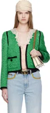 Valentino Jacket Floral Texture Button Detail In Green