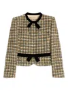 Valentino Womens Multicolor. Tweed Cropped Woven Jacket In Green