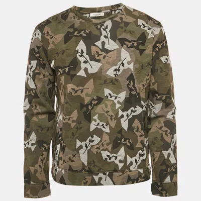Pre-owned Valentino Green Camouflage Print Neoprene Sweatshirt M
