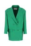 Valentino Oversized Double-breasted Wool And Silk-blend Crepe Blazer In Anticgreen