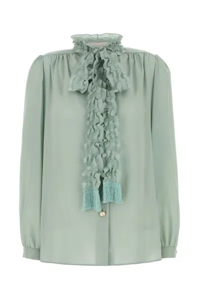 Valentino Green Crepe De Chine Shirt