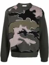 VALENTINO GREEN EMBROIDERED TULLE SWEATER FOR MEN