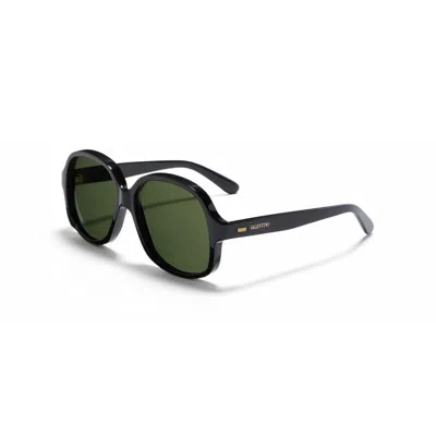 Valentino Green Irregular Unisex Sunglasses Vls-177 A 59 In Black