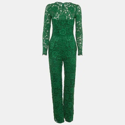 Pre-owned Valentino Green Lace Long Sleeve Jumpsuit S