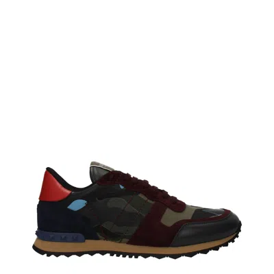 Valentino Garavani Green Leather Athletic Sneakers In Multi