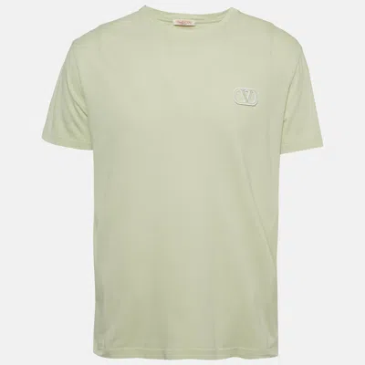 Pre-owned Valentino Green Logo Appliqué Jersey T-shirt L